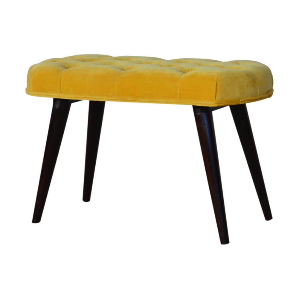 Mustard Cotton Velvet Deep Button Bench wholesalers