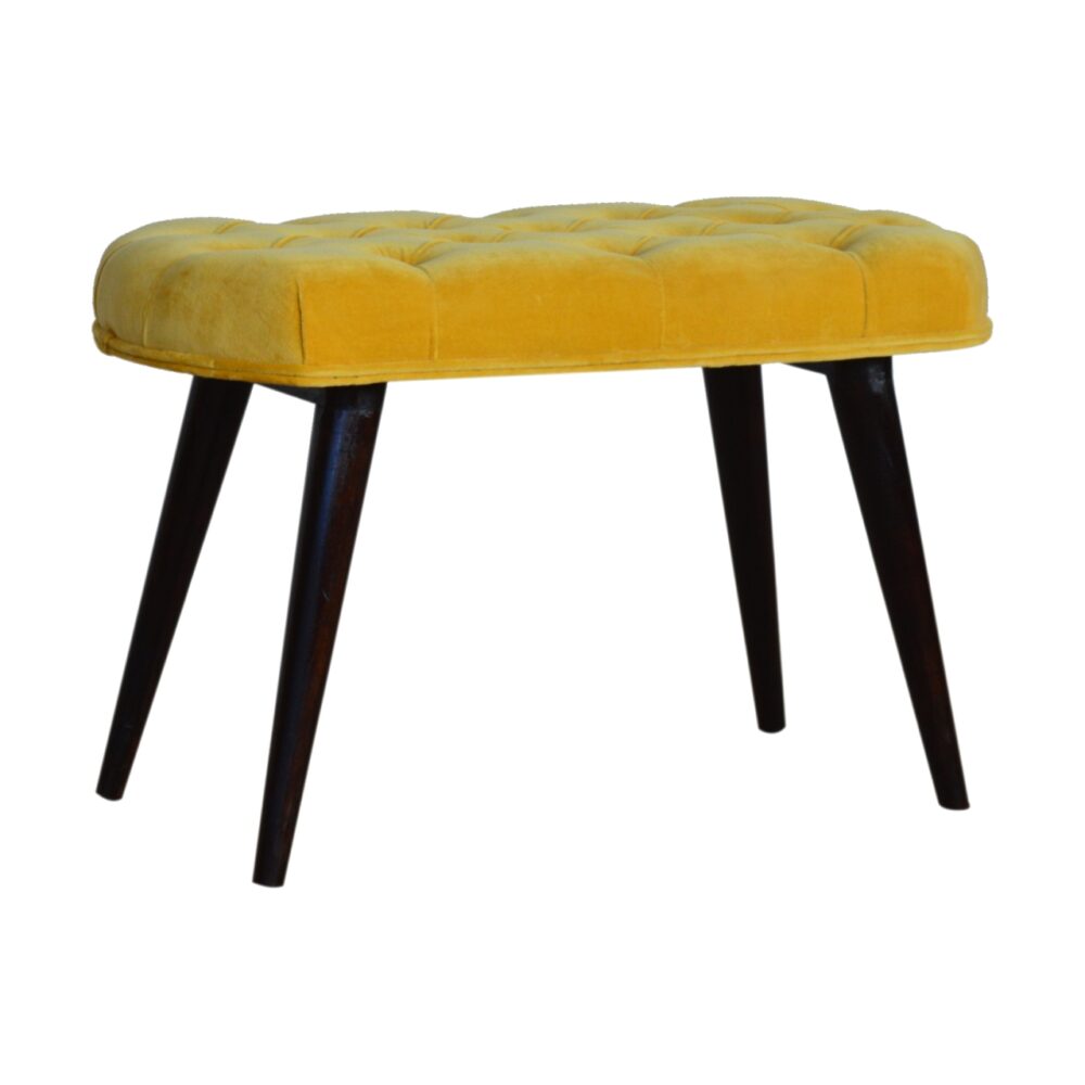 wholesale Mustard Cotton Velvet Deep Button Bench for resale