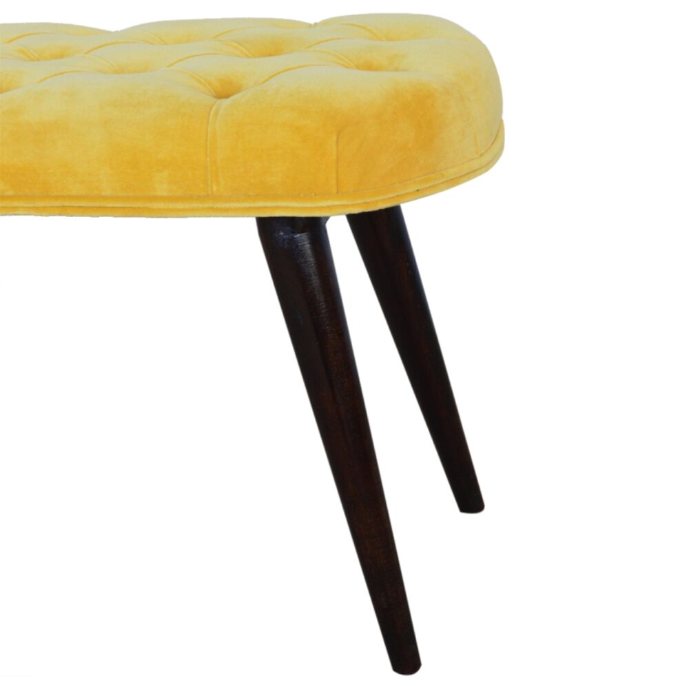 Mustard Cotton Velvet Deep Button Bench for resell