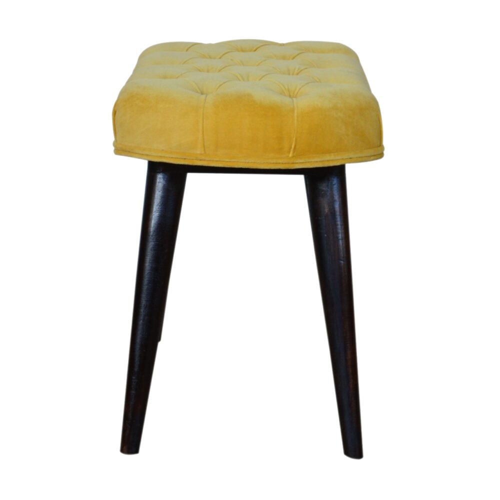 bulk Mustard Cotton Velvet Deep Button Bench for resale