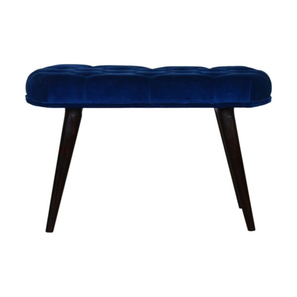 Royal Blue Cotton Velvet Deep Button Bench for resale