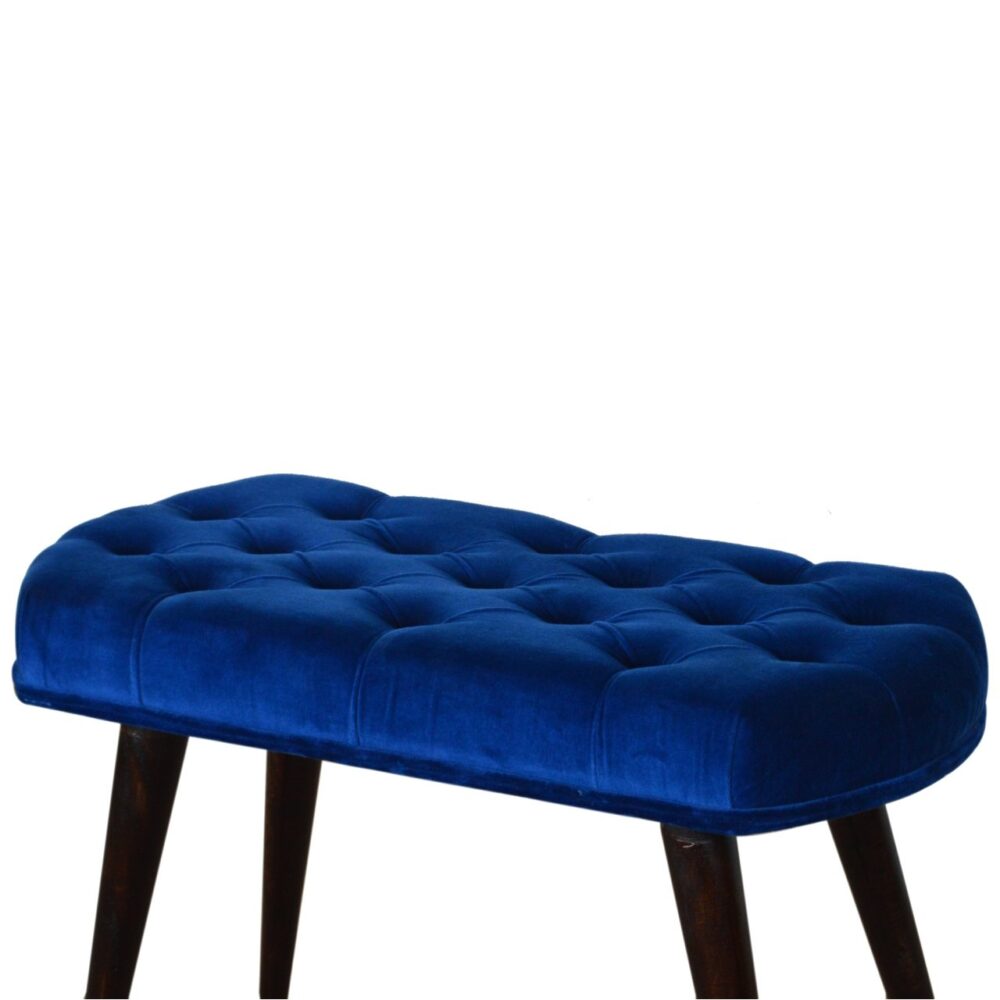 Royal Blue Cotton Velvet Deep Button Bench dropshipping