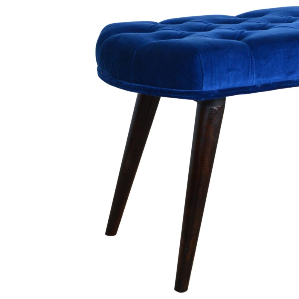 Royal Blue Cotton Velvet Deep Button Bench for resell