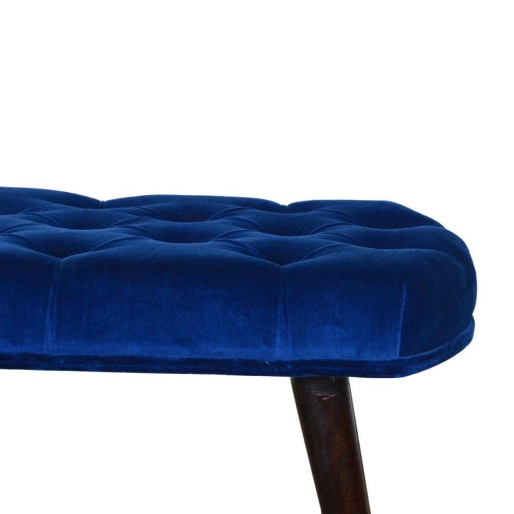 Royal Blue Cotton Velvet Deep Button Bench for reselling