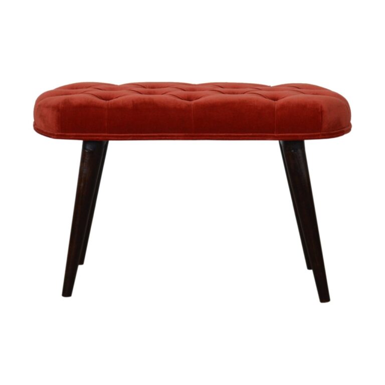 Brick Red Cotton Velvet Deep Button Bench for resale