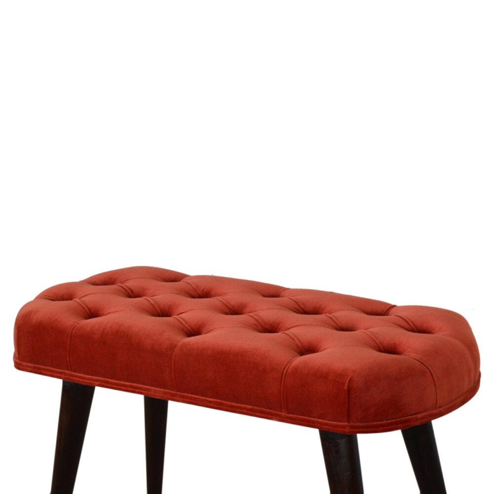 Brick Red Cotton Velvet Deep Button Bench dropshipping