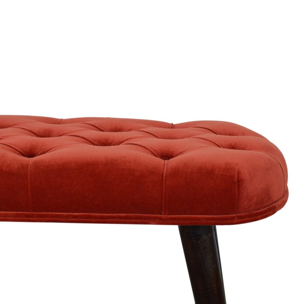Brick Red Cotton Velvet Deep Button Bench for resell