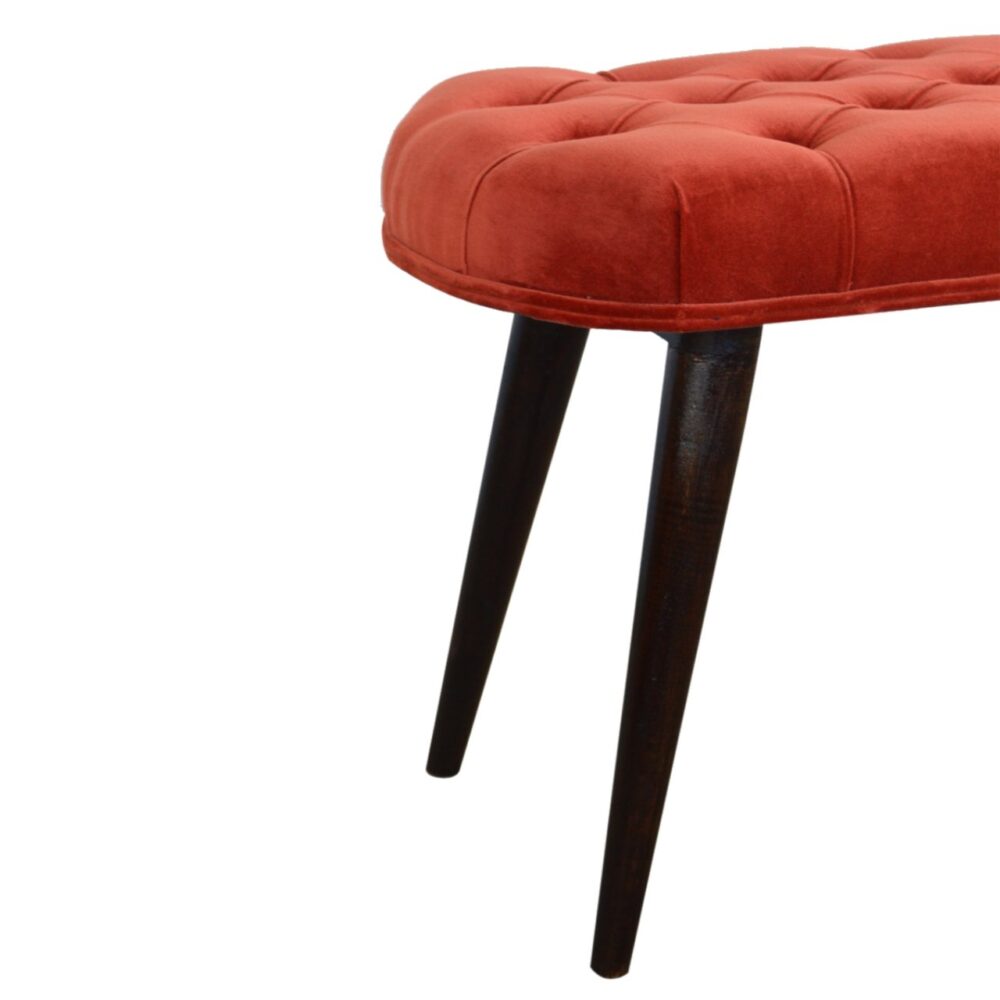 Brick Red Cotton Velvet Deep Button Bench for reselling
