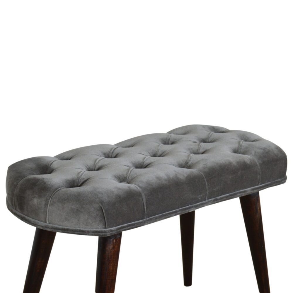 Grey Cotton Velvet Deep Button Bench dropshipping