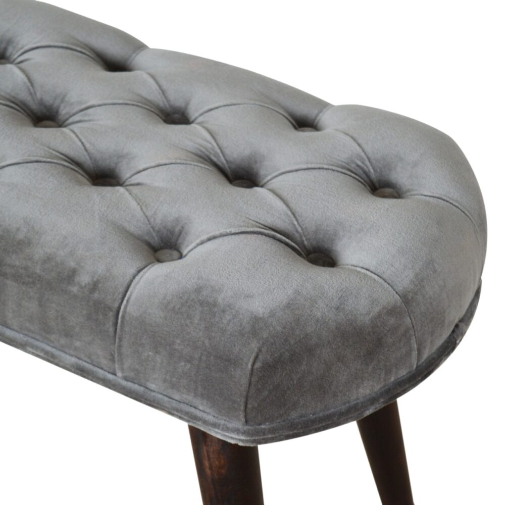 wholesale Grey Cotton Velvet Deep Button Bench for resale