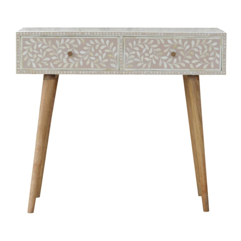 Light Taupe Floral Bone Inlay Console Table for resale