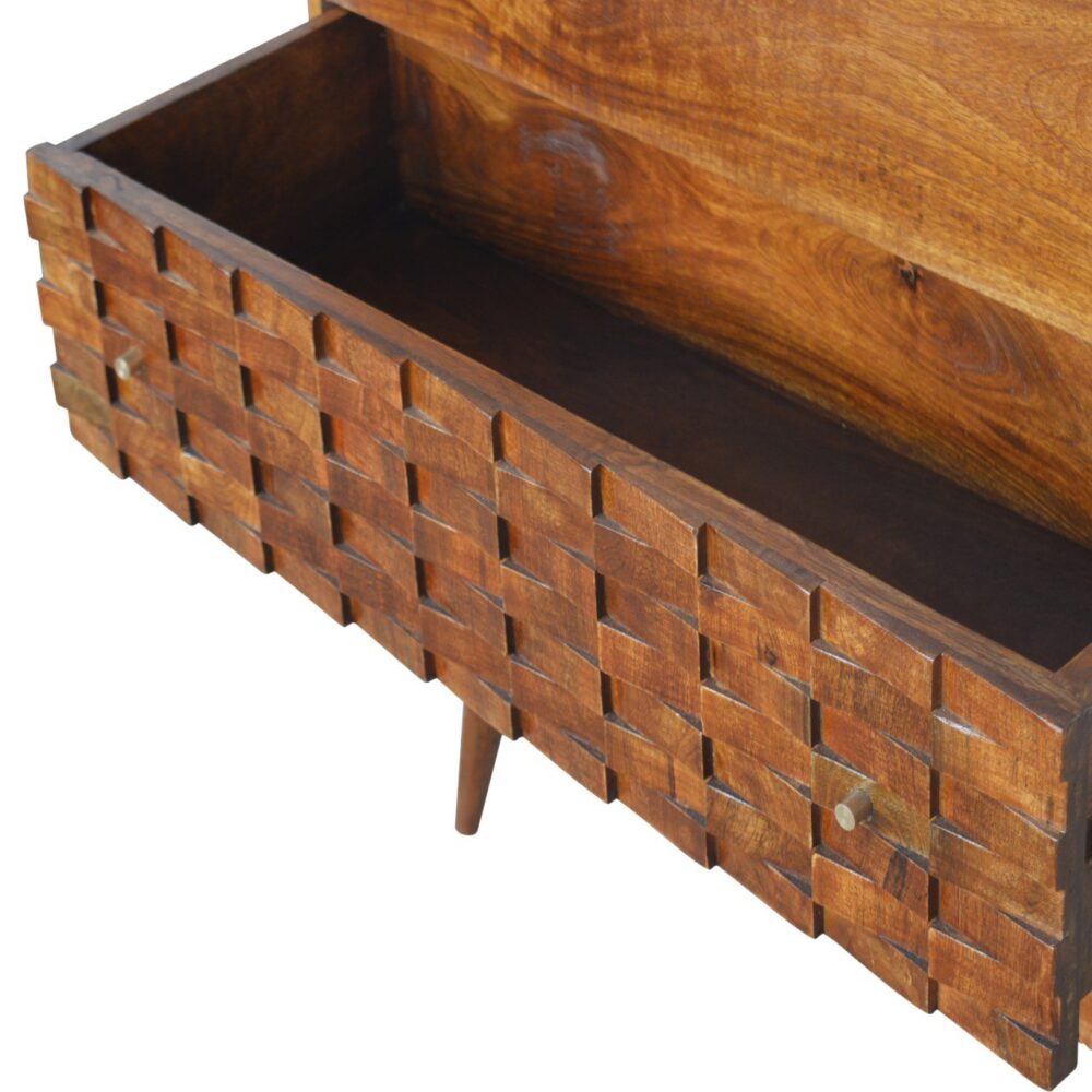 Tile Carved Chestnut Chest for reselling