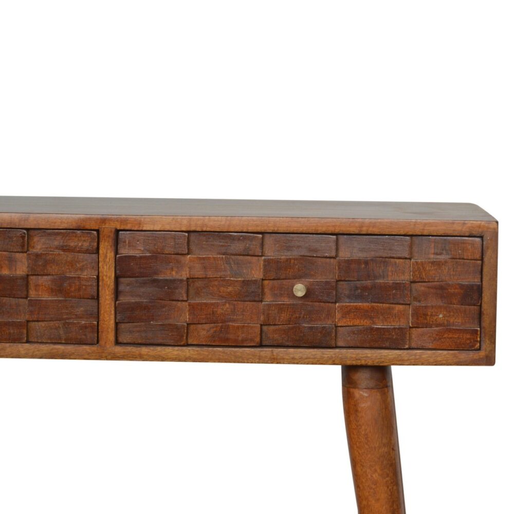 Tile Carved  Chestnut Console Table dropshipping