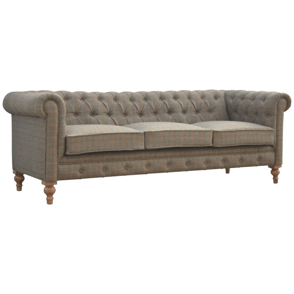 Multi Tweed 3 Seater Chesterfield Sofa for resale