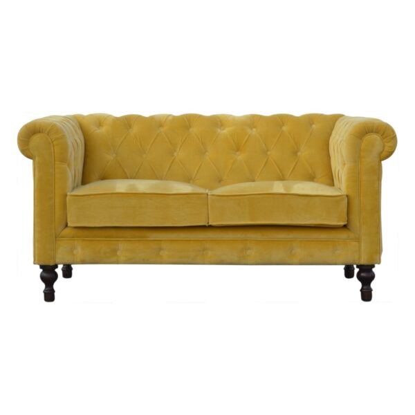 Mustard Velvet Chesterfield Sofa for resale