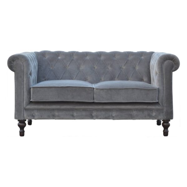 Grey Velvet Chesterfield Sofa for resale