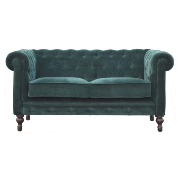 Emerald Green Velvet Chesterfield Sofa for resale