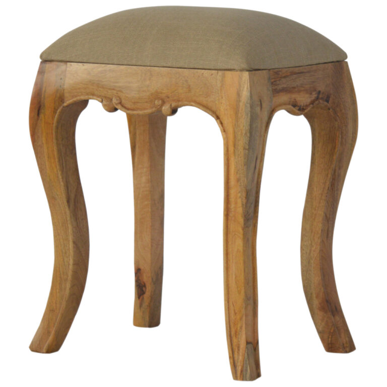 French Style Stool with Mud Linen Seat Pad for resale