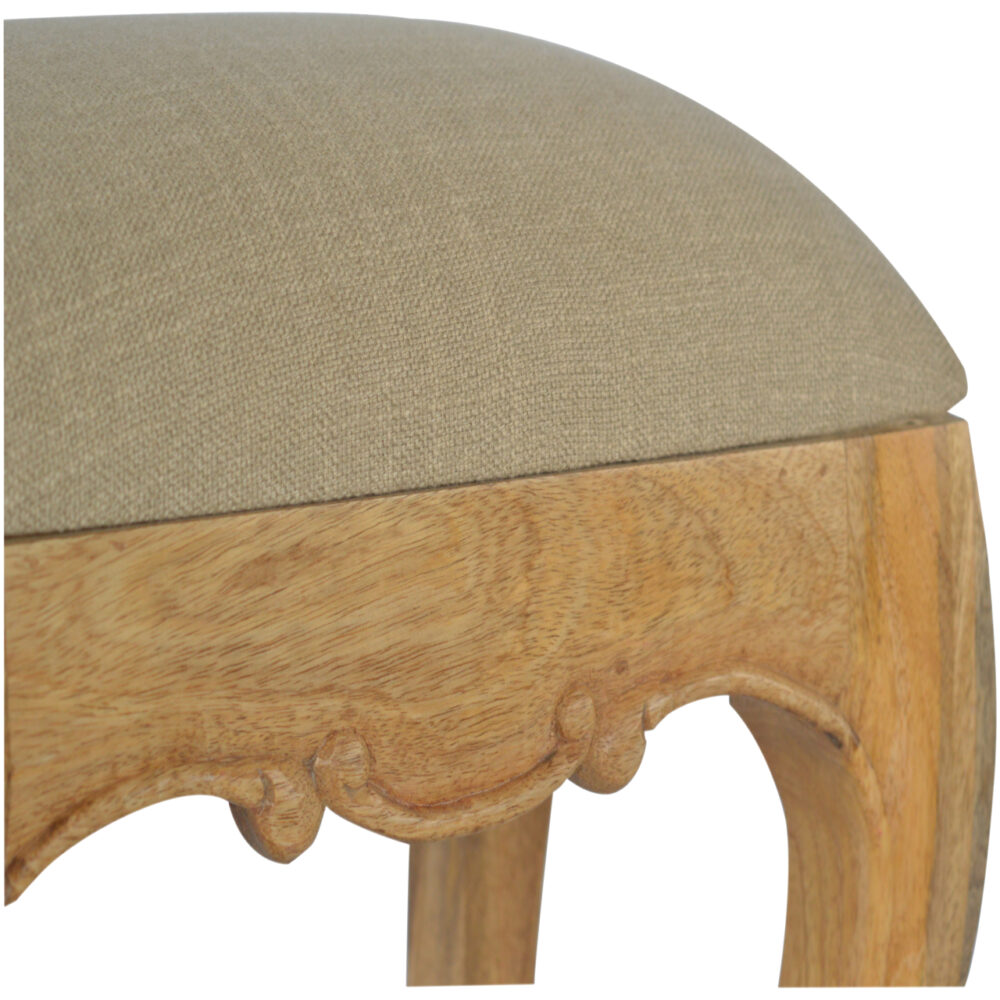 French Style Stool with Mud Linen Seat Pad dropshipping