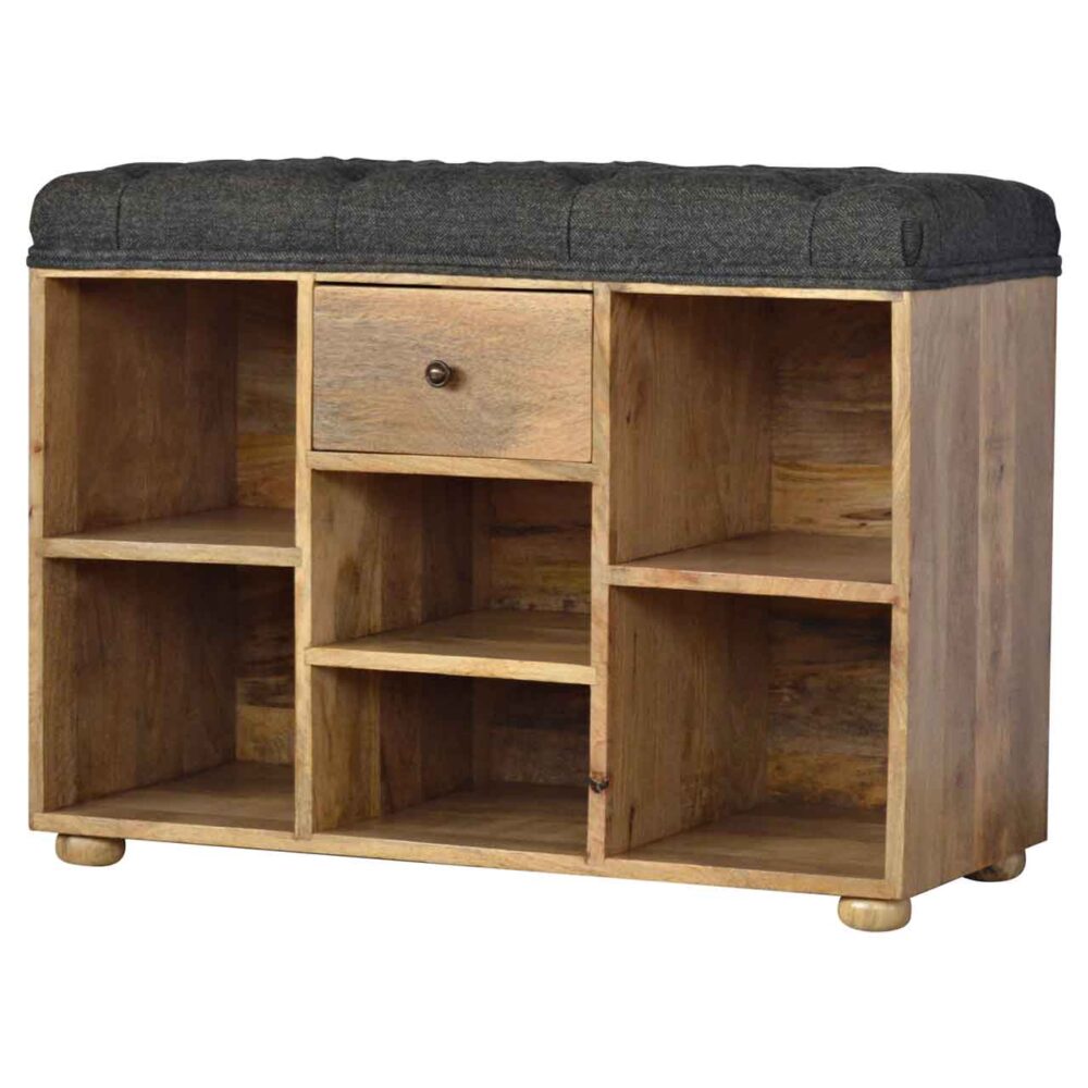 Black Tweed 6 Slot Shoe Storage Bench wholesalers