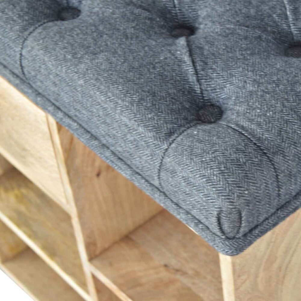 Black Tweed 6 Slot Shoe Storage Bench for wholesale