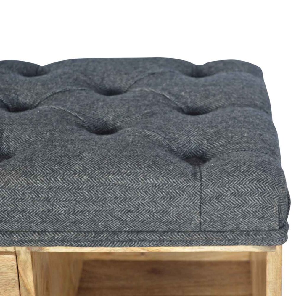 wholesale Black Tweed 6 Slot Shoe Storage Bench for resale