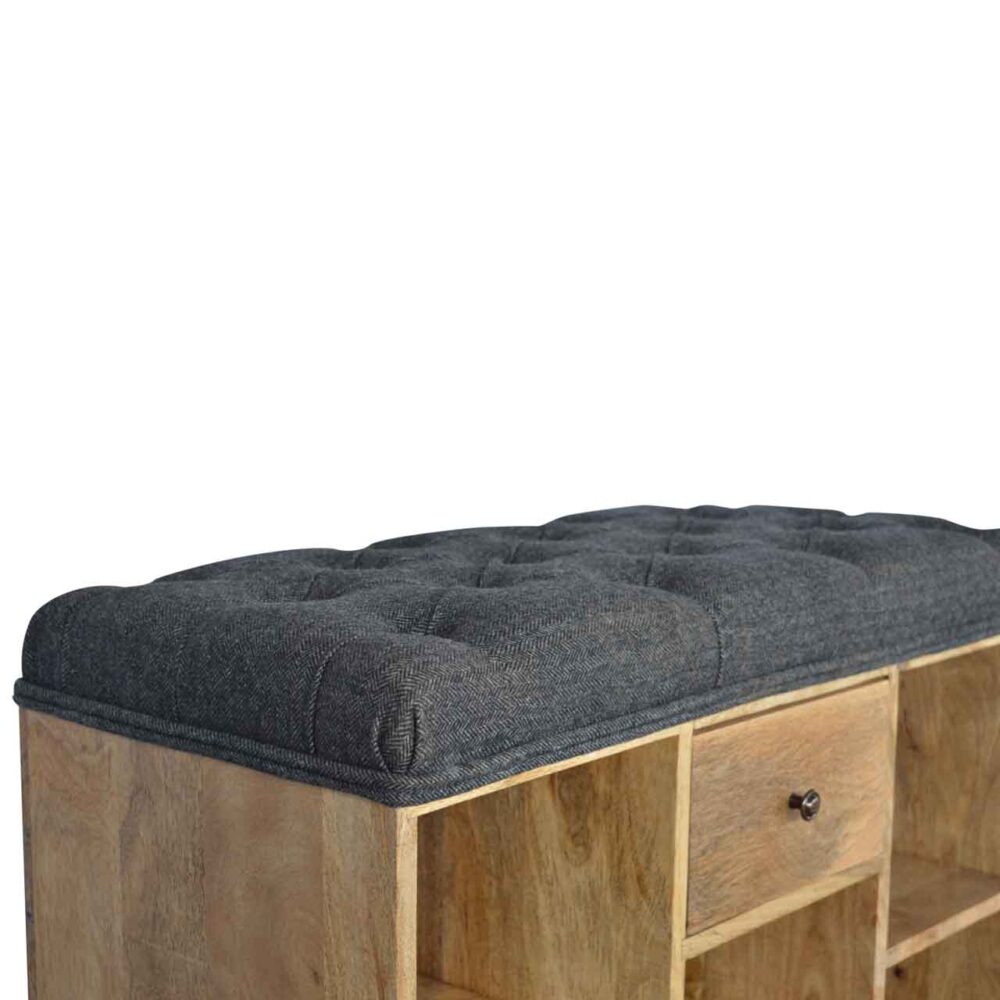 Black Tweed 6 Slot Shoe Storage Bench for resell