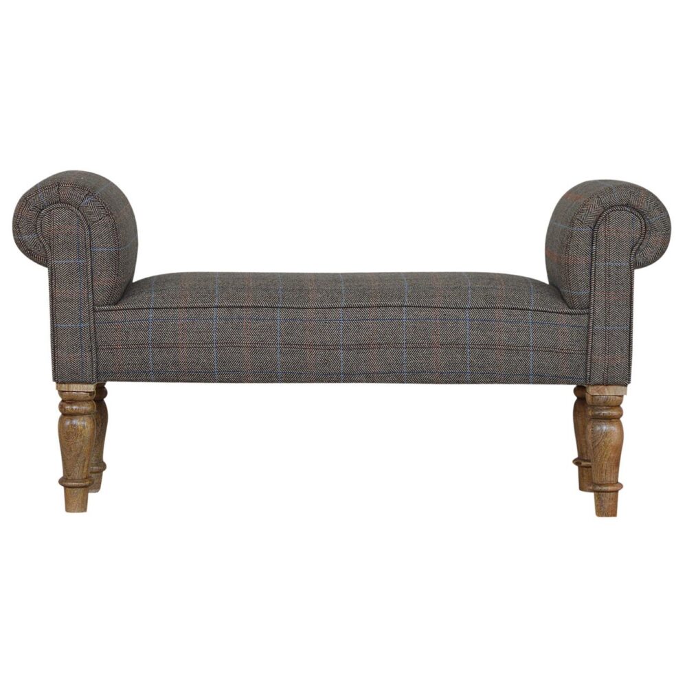 Multi Tweed Bedroom Bench with Turned Feet for resale