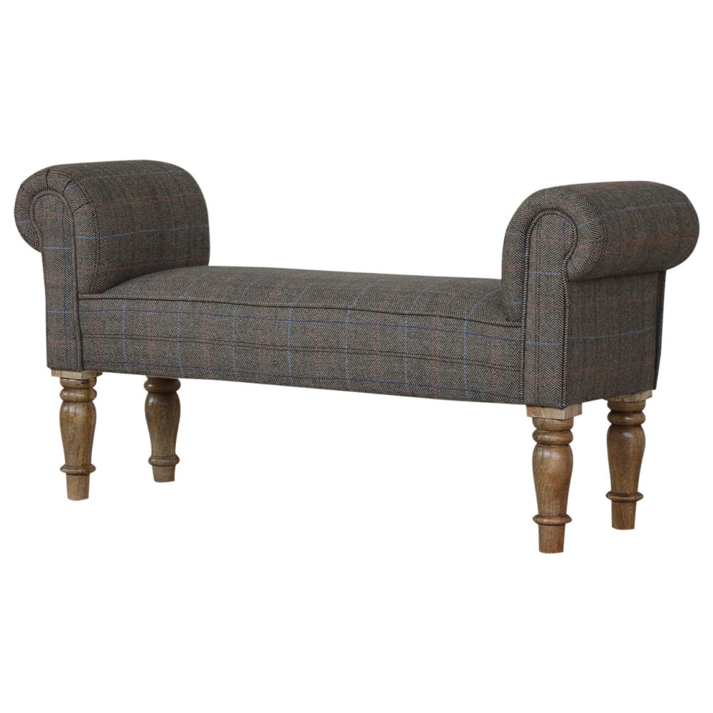 Multi Tweed Bedroom Bench with Turned Feet wholesalers