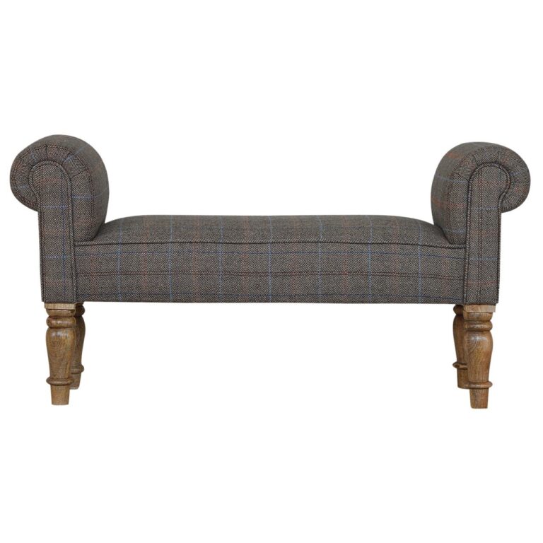 Multi Tweed Bedroom Bench with Turned Feet for resale