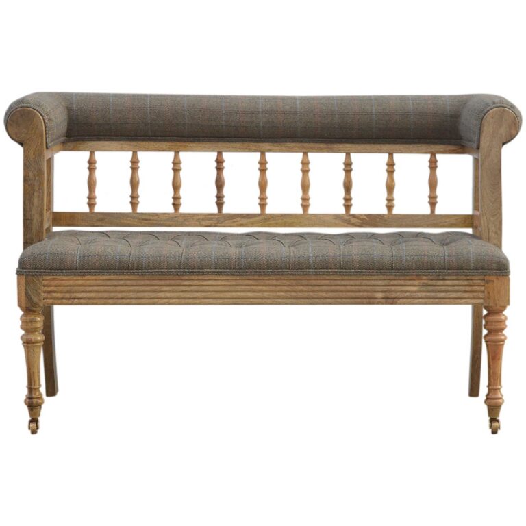 Multi Tweed Deep Button Hallway Bench for resale