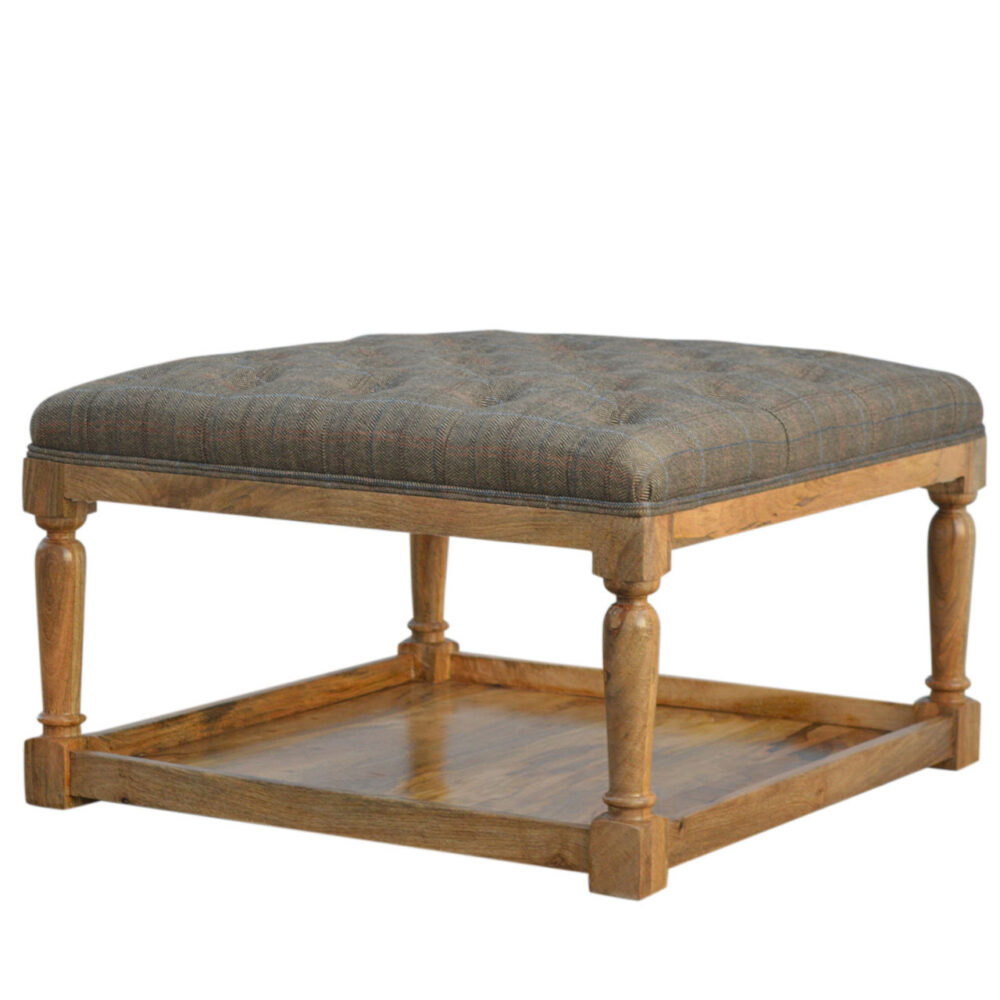 wholesale Multi Tweed Footstool with Shelf for resale