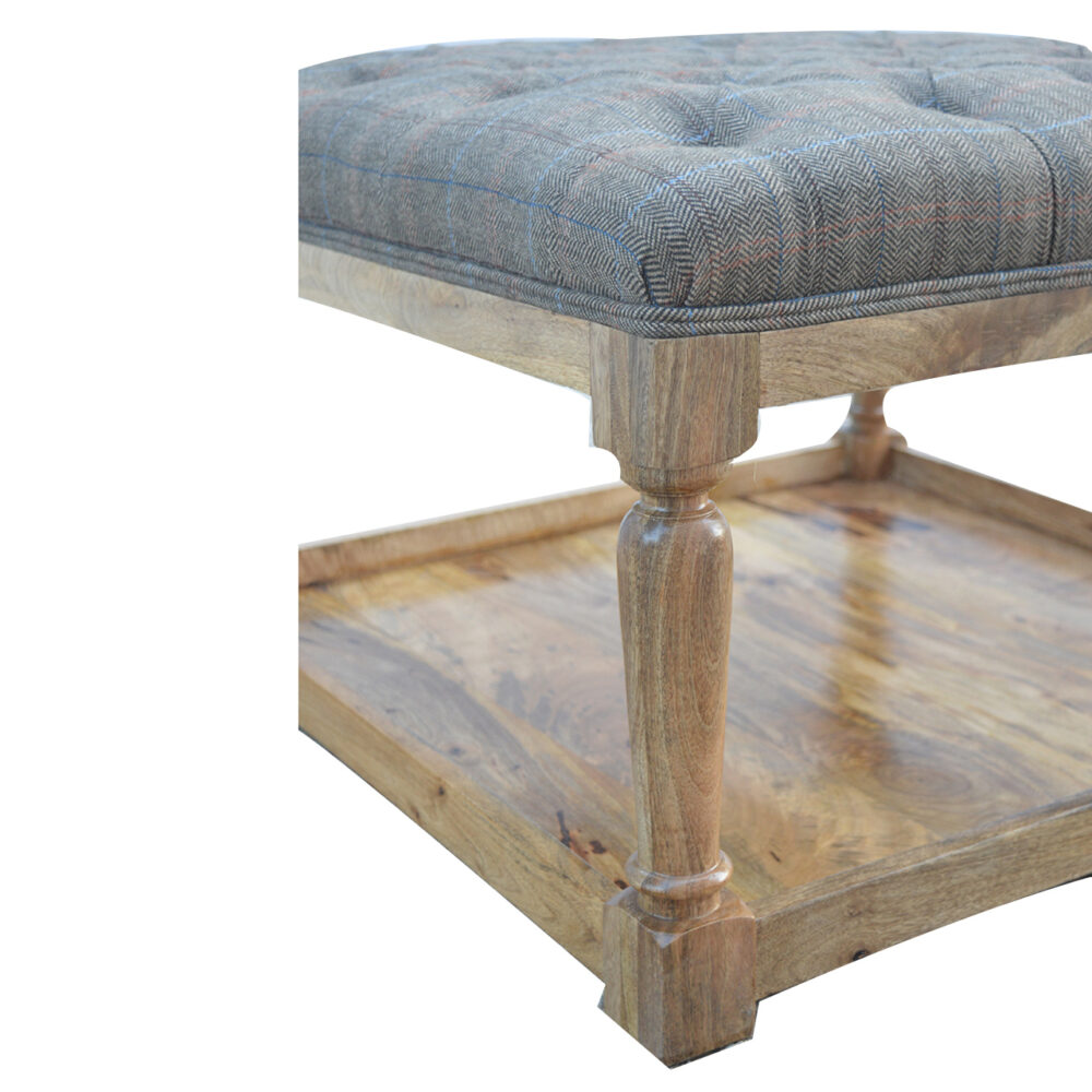 Multi Tweed Footstool with Shelf for reselling