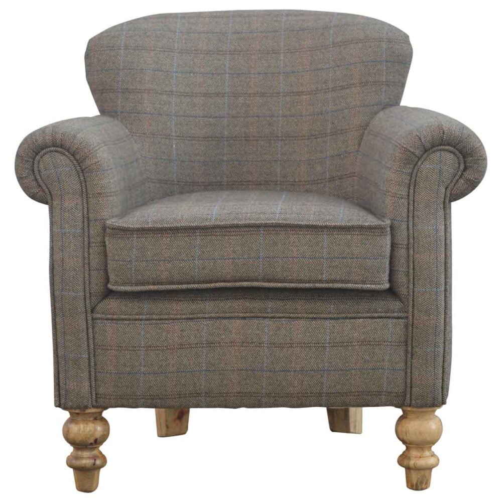 Multi Tweed Armchair with Turned Feet for resale