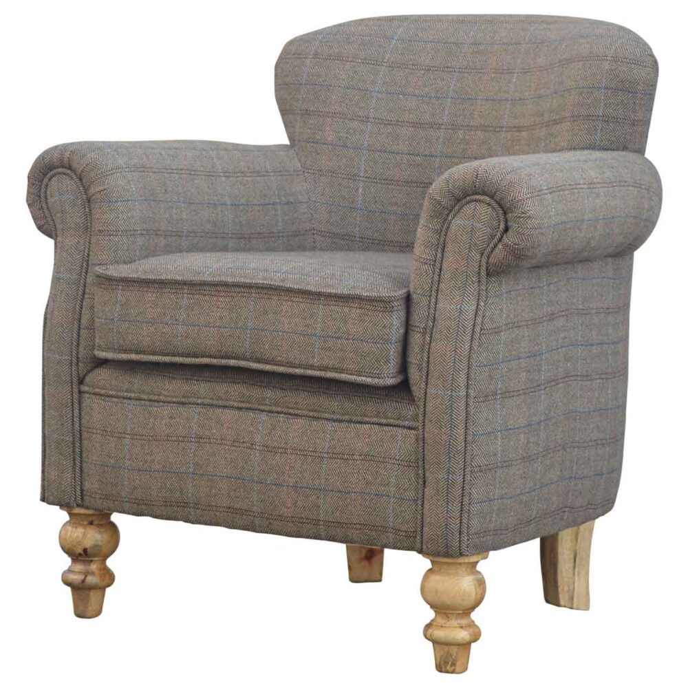 Multi Tweed Armchair with Turned Feet wholesalers