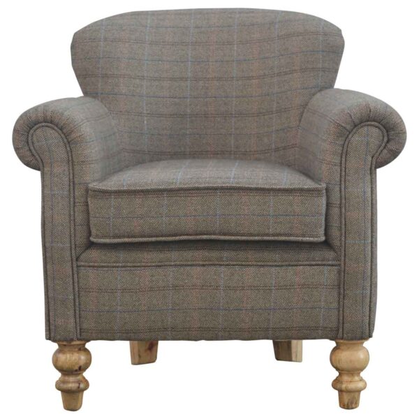 Multi Tweed Armchair with Turned Feet for resale