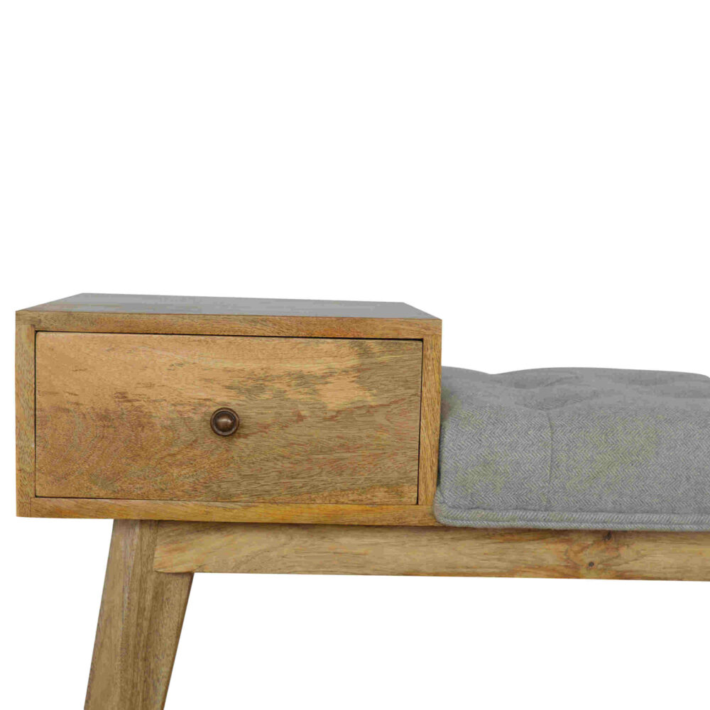 wholesale Grey Tweed Bench with 1 Drawer for resale