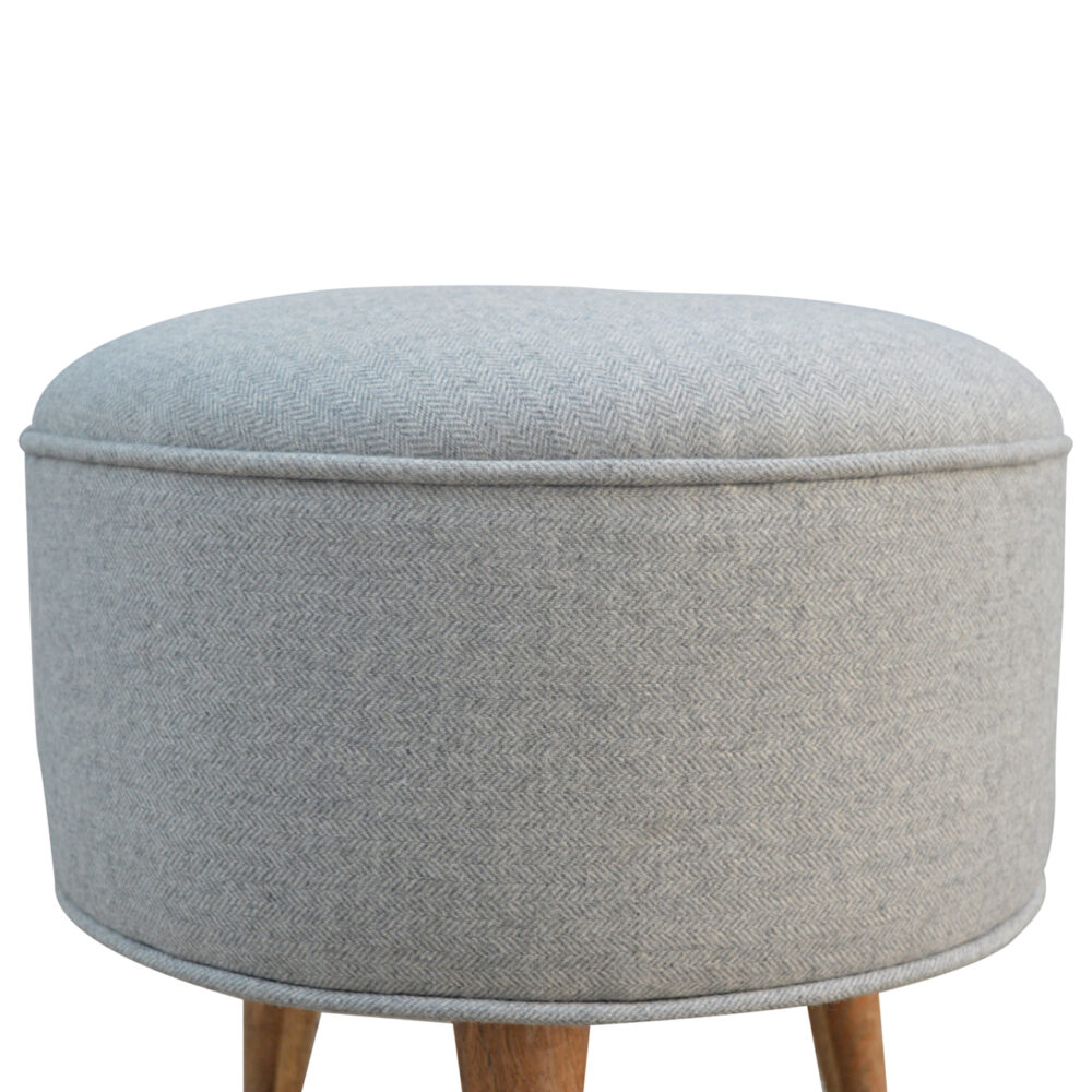 Round Grey Tweed Footstool wholesalers