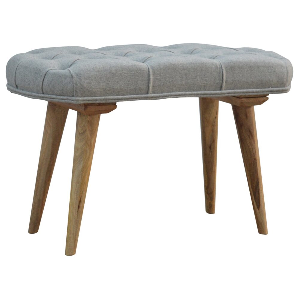 Nordic Style Bench with Deep Buttoned Grey Tweed Top wholesalers