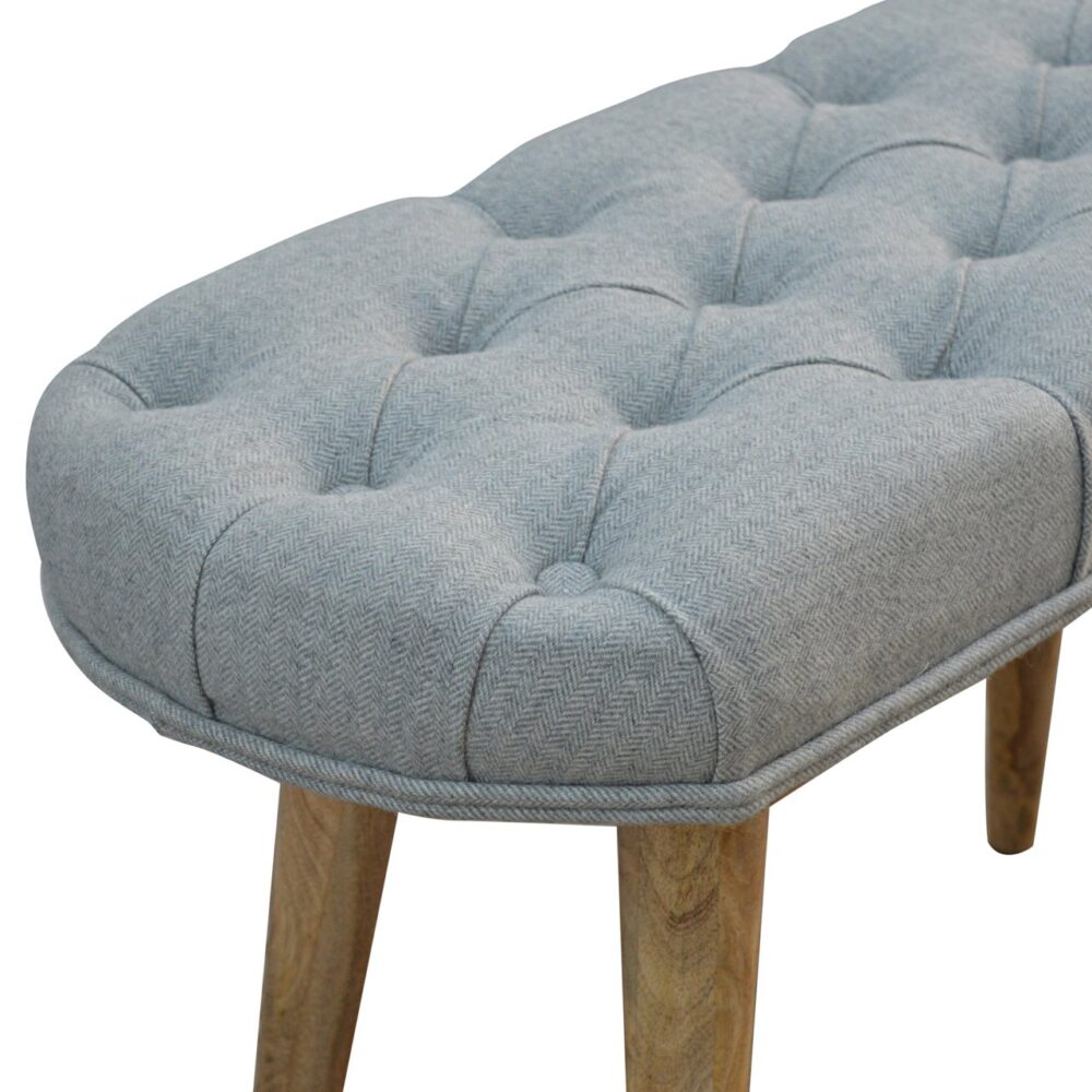 wholesale Nordic Style Bench with Deep Buttoned Grey Tweed Top for resale