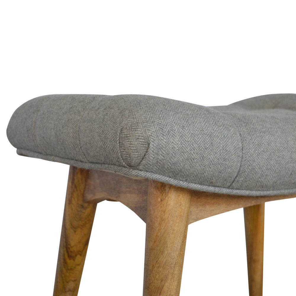 Curved Grey Tweed Bench for reselling