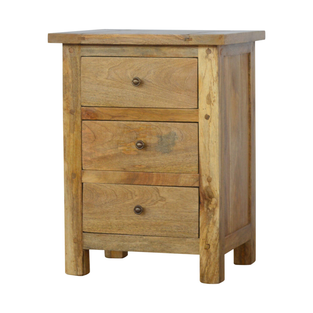 Country Style Bedside with 3 Drawers dropshipping