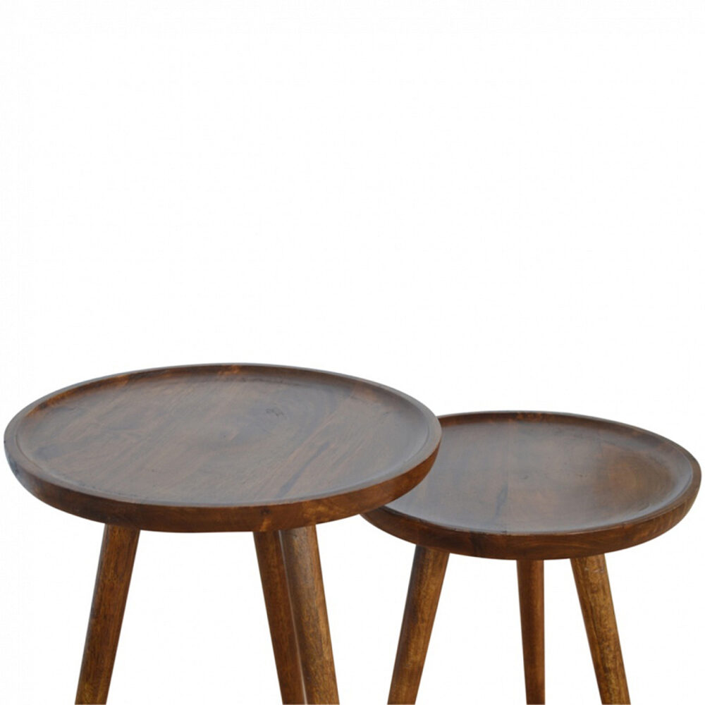 IN2045 - Chestnut Tray Nesting Stools wholesalers