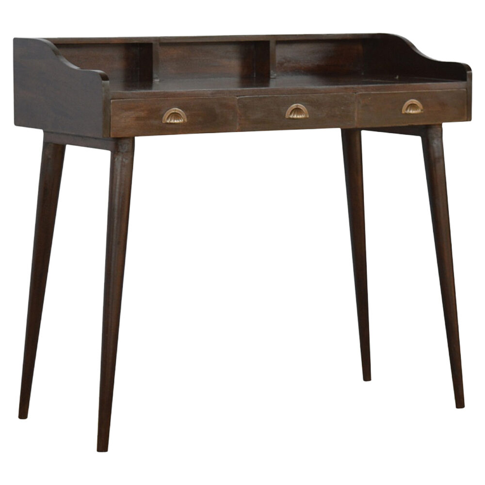 IN2049 - Walnut Gallery Back Nordic Writing Desk with 3 Drawers wholesalers