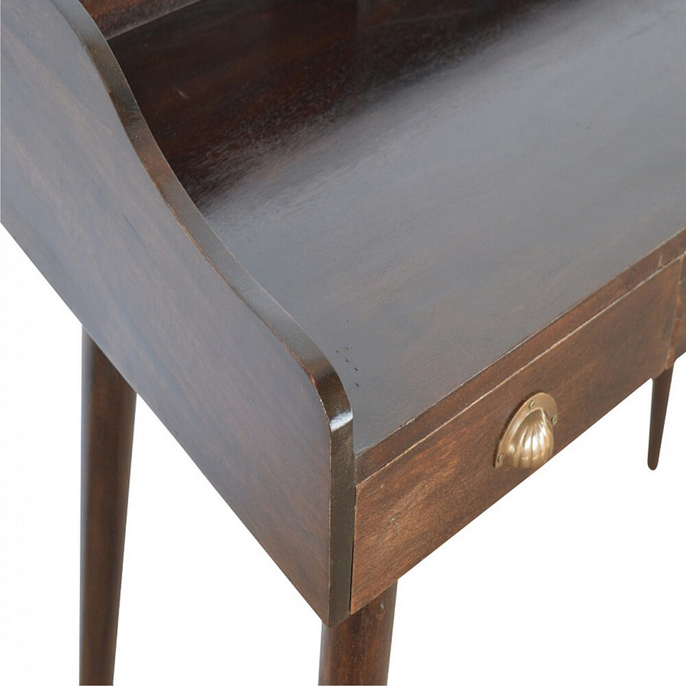 IN2049 - Walnut Gallery Back Nordic Writing Desk with 3 Drawers for resell