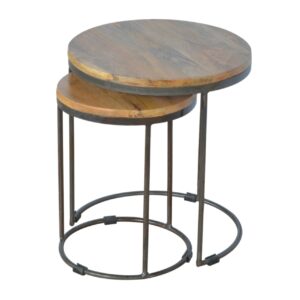 Round Stool Set of 2 with Iron Base for resale
