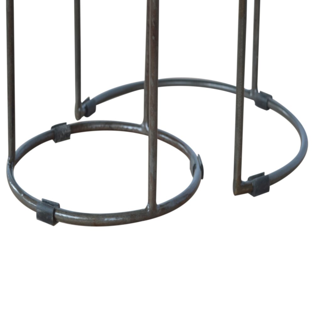 Round Stool Set of 2 with Iron Base for wholesale
