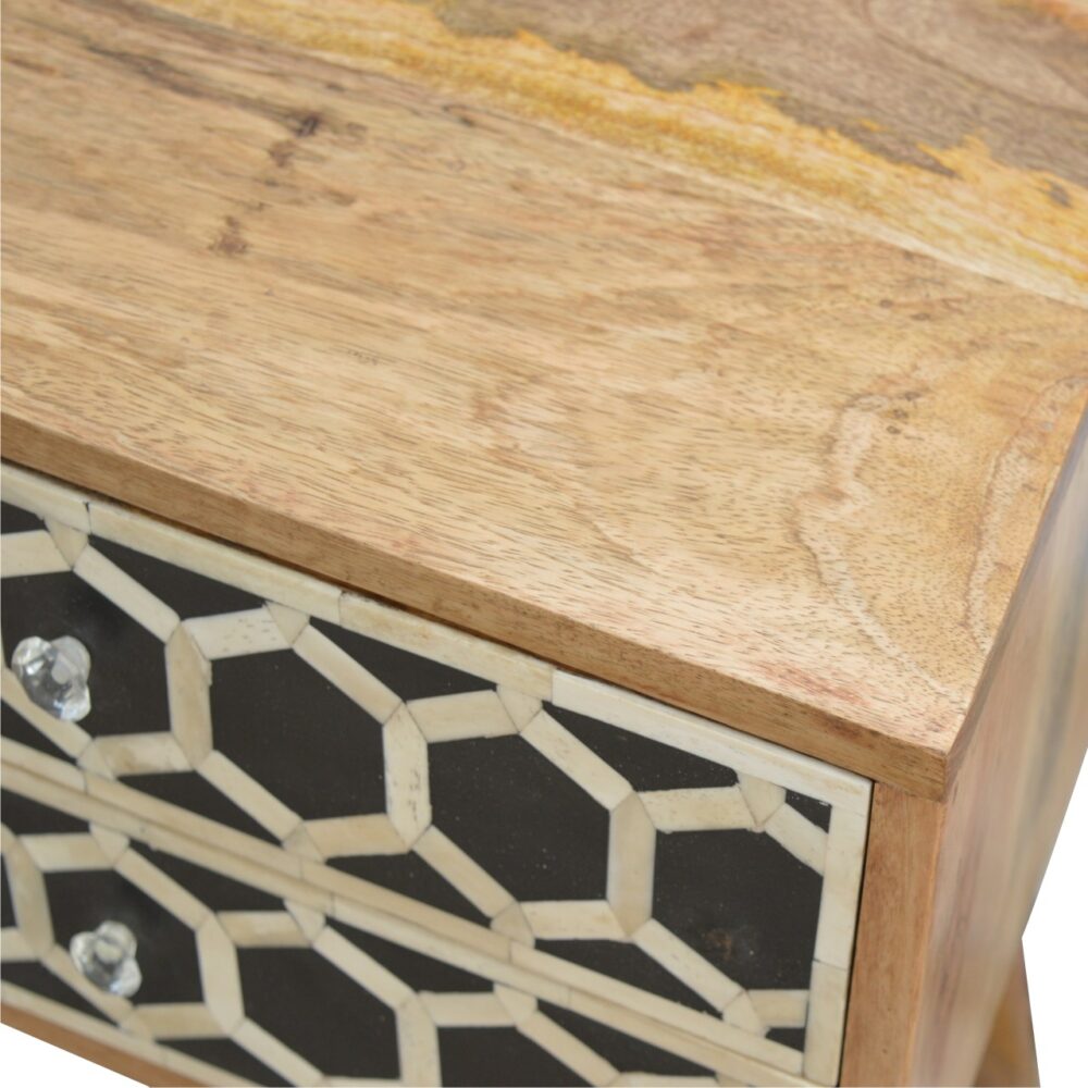 Bone Inlay Bedside with 2 Drawers dropshipping
