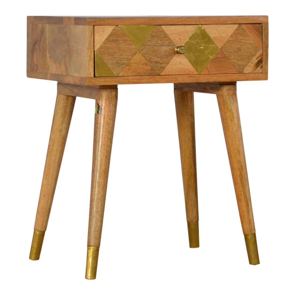 wholesale Oak-ish Gold Brass Inlay Bedside for resale