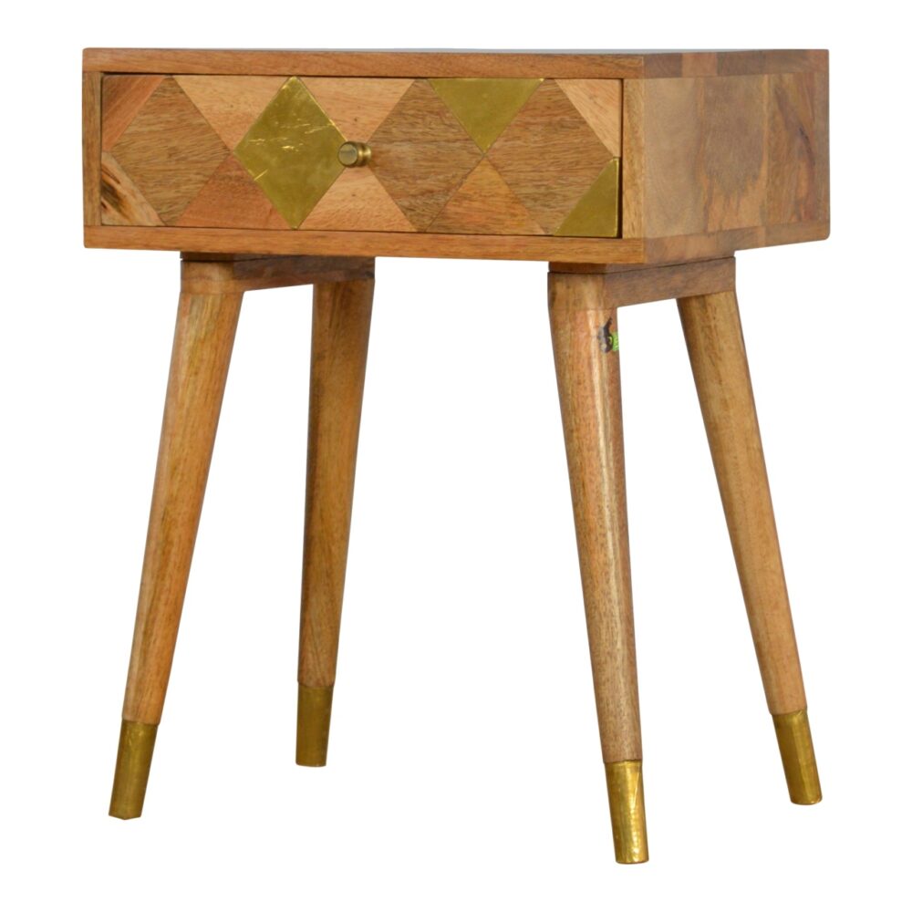 Oak-ish Gold Brass Inlay Bedside wholesalers